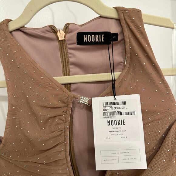 NWT Nookie Crystal Halter Maxi Dress in Nude Size Small - Picture 7 of 7
